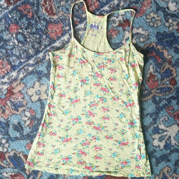 3 for $15 Yellow Floral Tank Top - Picture 2 of 4